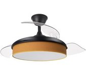 Ventilador De Techo Led Negro/naranja 72w Metal / Textil / Abs / Policarbonato Motor Dc Con Temporizador Mando A Distancia Palas Retractiles Verano