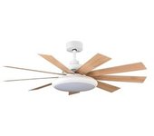 Ventilador De Techo Led Blanco/blancoblanco/haya 36w Metal / Mdf / Policarbonato Motor Dc Con Temporizador Mando A Distancia Palas Retractiles Vera