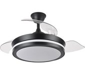 Ventilador De Techo Led 72w Ø91 Negro Motor Dc Verano E Invierno 3000+4000+6000 Con Mando A Distancia Y Palas Retractiles