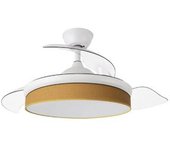Ventilador De Techo Led Blanco / Amarillo 72w Metal / Textil / Abs / Policarbonato Motor Dc Con Temporizador Mando A Distancia Palas Retractiles Ve