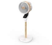 Todolampara Fabrilamp Ventilador Pie Bizancio Blanco/haya 50w 3velocidades 95x30x30 Oscilante,tactil Display,remoto,temporizador