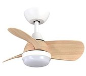 Ventilador De Techo Led 24w Blanco/haya Motor Dc Verano E Invierno 3000+4500+6000 Con Mando A Distancia