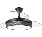 Ventilador De Techo Led Negro / Gris 72w Metal / Textil / Abs / Policarbonato Motor Dc Con Temporizador Mando A Distancia Palas Retractiles Verano