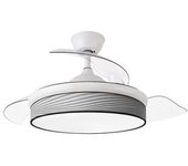 Ventilador De Techo Led Blanco / Gris 72w Metal/textil/abs/policarbonato Motor Dc Con Temporizador Mando A Distancia Palas Retractiles Verano E Invi