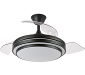 Ventilador De Techo Led 72w Ø108 Negro Motor Dc Verano E Invierno 3000+4000+6000 Con Mando A Distancia Y Palas Retractiles