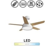 Ventilador De Techo Con Luz Silencioso Dc Con Mando Lebeche Blanco 132 Cm Invierno-verano Color Luz Regulable