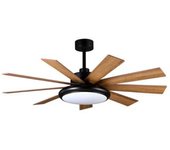 Ventilador De Techo Led Negro/roblenegro/haya 36w Metal / Mdf / Policarbonato Motor Dc Con Temporizador Mando A Distancia Palas Retractiles Verano E
