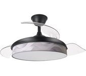 Ventilador De Techo Led Negro/gris 72w Metal/textil/abs/policarbonato Motor Dc Con Temporizador Mando A Distancia Palas Retractiles Verano E Invier