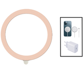 Kit Cargador Inalámbrico Carga Rápida + Base Type C Carga Rápida 20w + Silicona Magnética Magsafe Gift4me Compatible Con Movil Apple Rosa