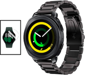 Kit De Correa De Acero + Herramienta+ Película De Hidrogel A Gift4me Compatible Con Reloj Realme Watch 2 Pro - Negro / Transparente