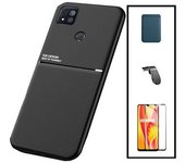 Kit Funda Magnética Anti-choque + Cartera Magnética Azul + Cristal Templado Gorilasglass+ Soporte Magnético L Gift4me Compatible Con Movil Xiaomi Poco