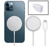 Kit Base Type C Carga Rápida 20w + Cargador Inalámbrico Carga Rápida Gift4me Compatible Con Movil Apple Iphone 14 Blanco