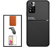 Kit Funda Magnética Anti-choque + Cartera Magnética Marron + Cristal Templadogorilasglass + Soporte Magnético L Gift4me Compatible Con Movil Xiaomi