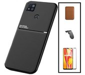 Kit Funda Magnética Anti-choque + Cartera Magnética Marrón + Cristal Templado Gorilasglass+ Soporte Magnético L Gift4me Compatible Con Movil Xiaomi