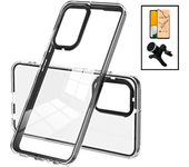 Kit Funda Doble Airbag Anticaída + Soporte Magnetico Extra Fuerte + Pelicula Ceramica Gift4me Compatible Con Movil Samsung Galaxy A04s - Transparente
