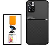 Kit Funda Magnética Anti-choque + Cartera Magnética Naranja + Soporte Magnético Gift4me Compatible Con Movil Xiaomi 11i - Negro
