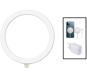 Kit Cargador Inalámbrico Carga Rápida + Base Type C Carga Rápida 20w + Silicona Magnética Magsafe Gift4me Compatible Con Movil Apple Blanco