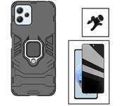 Kit Funda Magnética De Protección Militar + Cristal Gorilasglass Antiespía + Soporte Magnetico Extra Fuerte Gift4me Compatible Con Movil Xiaomi Redmi
