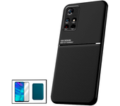 Kit Funda Magnética Anti-choque + Cartera Magnética Azul + Cristal Templado Gorilasglass Gift4me Compatible Con Movil Xiaomi Poco M4 Pro 5g Negro
