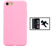 Kit Funda Trasera De Silicona Liquida + Cristal Antiespía + Soporte Magnetico Extra Fuerte Gift4me Compatible Con Movil Apple Iphone Se 2022 - Rosa