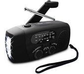 Radio De Manivela Negra Con Células Solares, Linterna Y Powerbank De 2000 Mah Nö