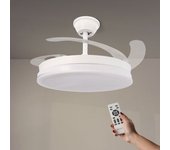 Ventilador De Techo Led 68w White Olga Blanco Dc Ultra Silencioso Con Mando A Distancia Y Palas Retractiles Verano / Invierno 3000+4000+6000 -