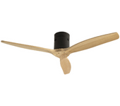 Ventilador De Techo 40w Silencioso Ø132 Cm, Negro- Madera Natural- Sin Luz- Mando A Distancia, Create - Windcalm Dc