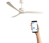 Ventilador De Techo 40w Silencioso Xl Ø152 Cm, Blanco- Blanco- Sin Luz- Wifi + Mando A Distancia, Create - Wind Large Dc