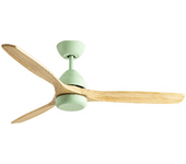 Ventilador De Techo 40w Silencioso Ø132 Cm, Verde Pastel- Madera Natural- Sin Luz- Mando A Distancia, Create - Windlight Cup Dc