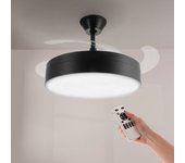 Ventilador De Techo Led Messe 72w Negro Dc Ultra Silencioso Con Mando A Distancia Y Palas Retractiles Verano / Invierno