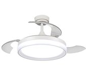 Ventilador De Techo Led 36w Blanco Dc Ultra Silencioso Verano / Invierno Con Mando A Distancia Y Palas Retractiles
