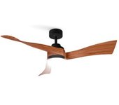 Ventilador De Techo 40w Silencioso Ø132 Cm, Negro- Madera Oscura- Con Luz- Mando A Distancia, Create - Windlight Curve Dc