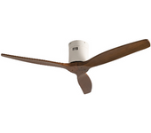 Ventilador De Techo 40w Silencioso Ø132 Cm, Blanco- Madera Oscura- Sin Luz- Mando A Distancia, Create - Windcalm Dc