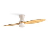 Ventilador De Techo 40w Silencioso Ø132 Cm, Blanco- Madera Natural- Con Luz- Mando A Distancia, Create - Wind Prop Dc
