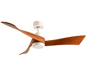 Ventilador De Techo 40w Silencioso Ø132 Cm, Blanco- Madera Oscura- Sin Luz- Mando A Distancia, Create - Windlight Curve Dc