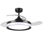 Ventilador De Techo Led 36w Negro Dc Ultra Silencioso Verano / Invierno Con Mando A Distancia Y Palas Retractiles