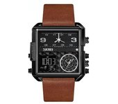 Reloj De Pulsera Digital Analógico De Cara Grande Cuadrado Led Para Hombres Con Cronómetro A Prueba De Agua - Negro