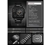 Reloj De Pulsera Deportivo Digital Para Hombre Con Retroiluminación Cuadrada, Resistente Al Agua, Analógico, Digital, Plateado
