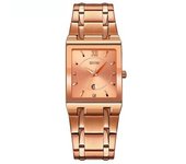 Reloj De Pulsera Cuadrado Con Fecha Y Movimiento De Cuarzo - Rose Gold Shell Rose Gold Face