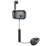 Auricular Manos Libres Auricular Llamada Privada Reproductor De Mp3 Receptor De Audio Usb Pd Carga Rápida Bluetooth Car Kit Transmisor Fm (negro)