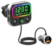 Transmisor Fm Para Automóvil Asistente De Voz Tarjeta Tf Reproductor De Mp3 Aux Receptor De Audio Manos Libres Compatible Con Bluetooth 5.0 Car Kit (