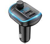 Bluetooth Car Kit Llamadas Manos Libres Transmisor Fm Bluetoooth 5.0 Car Mp3 Player 3.1a Dual Usb Car Phone Charger (negro)