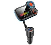 Bluetooth 5.0 Car Kit Manos Libres Transmisor Fm Aux Audio Receptor Car Mp3 Player Qc3.0 Carga Rápida Con Luz Led (negro)