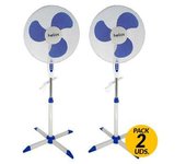 Pack De 2 Ventiladores De Pie Levante Fs-40-a2 Helios Home 16" 45w Blanco 125 Cm