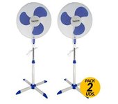 Pack De 2 Ventiladores De Pie Levante Fs-40c Helios Home Blanco/azul Ø40 Cm