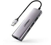Hub Ugreen Cm266 Usb-c Para Usb 3.0/microusb/rj-45 Gris