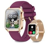 Smartwatch Reloj Podómetro De 1,57 Pulgadas Mujer Hd Pantalla Táctil Completa Android/ios Rojo Vino