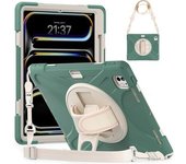 Para Ipad Pro 13 (2024) Funda Kickstand Pen Slot Tpu + Pc + Funda De Silicona Para Tableta Con Correa Para El Hombro