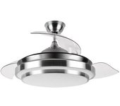 Ventilador De Techo Led 72w Niquel Motor Dc Verano E Invierno 3000+4000+6000 Con Mando A Distancia Y Palas Retractiles