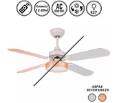 Ventilador De Techo Con Luz Serie Bornan Color Haya O Blanco